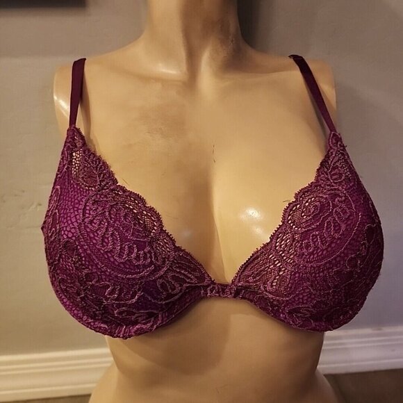 Very Sexy Victorias Secret Bra 36B Purple Underwire Lined Push Up Without Paddin - Picture 1 of 5